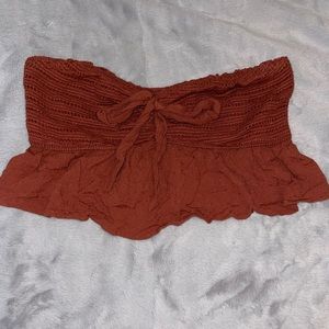 American Eagle Burnt Orange Tube Top with Front Ties Size Large